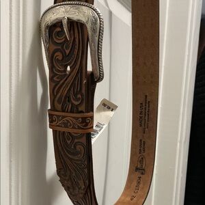 Justin boots Durango Brown Leather Belt with Silver Buckle